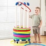 Hula Hoop Reifen Halterung PVC-Gymnastikreifen-Ständer mit Rädern, Fahrbarer Gymnastikreifen-Aufbewahrungswagen für Kinder, Sport-Fitnessreifen-Organizer für das Spielzimmer im Kindergarten(3XL)