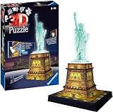 Ravensburger 3D Puzzle Freiheitsstatue bei Nacht 12596 - Das berühmte Bauwerk in New York als Night Edition mit LED