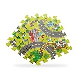 Kinder Spielmatte - Straßen Puzzlematte - 9-teilig Spielteppich mit Straßen, Straßen und Gebäuden - Lernspiel Teppich für Baby/Kleinkinder/Kinder ab 0 Jahren - 90x90 cm