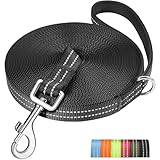 X XBEN Lange Hundeleine, 1,5 m, Reflektierend, Nylon-Schleppleine mit Metallkarabiner, Schwarz