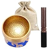 Tibetische Klangschale Klein, Klangschalen Set, 8CM Handgehämmert in Nepal Singing Bowl mit Klöppel, Klangschalenkissen und Geschenk-Box, für Meditation, Yoga, Chakra, Meditation Zubehör