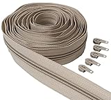 IPEA Endlos Reißverschluss Beige 5 Meter + 15 Schieber aus Metall – Kette Größe #5 – Made in Italy – Durchgehender Reißverschlüsse mit Zipper aus Nylo, BSC5M5-03