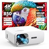 Beamer 4K【Auto Fokus&Auto 4P/4D Keystone】30000L 1080P Full HD WiFi6 Bluetooth5.2 Projektor, Jimveo Unterstützt 4K Beamer Heimkino mit 50% Zoom 400''Display LED Beamer Klein, kompatibel mit TV Stick,PC