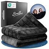 Samthus Gewichtsdecke 135x200cm 3kg Oeko-Tex Zertifiziert - Therapiedecke & Entspannungsdecke Sherpa Fleece - Besser schlafen mit unserer schweren Bettdecke - Weighted Blanket - Schwarz