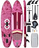 ZLX 350 cm Aufblasbares Stand Up Paddle Board - Stand Paddling Premium SUP Board für alle Skill Levels: Stabil, rutschfest, verstellbar, inklusive Leash & Tragetasche…