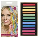 B&T Haarkreide Set Vibrant 12 Farben - einfach anzuwenden - auswaschbar - auch für dunkle Haarfarben - als Geschenk für Halloween Fasching Geburtstag Weihnachten