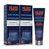 NO HAIR CREW 2 x Intim-Enthaarungscreme für Männer – Sanfte Haarentfernung ohne Rasurbrand, ideal für die empfindliche Haut im Intimbereich, dermatologisch getestet (Set 2 x 100 ml)