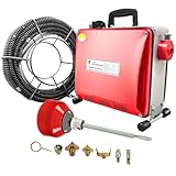 PRIJESSE 500W Elektrische Rohrreinigungsmaschine – Rohrreiniger mit 20m Spiralschlauch für Ø20-300mm Rohre, Effizient für Abflüsse in Bad und Küche, Flexibles und Kompaktes Design für Zuhause