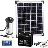 revolt Solar Set: Solarpanel (20 W) mit Akku, Laderegler und 230-V-Wandler (Solarpanel 20 Watt, Solarpanel mit Akku und Steckdose, Balkonkraftwerk mit Speicher)