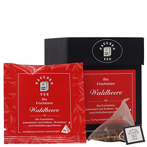Bio Waldbeere 15 x 3g (132,22 Euro / kg) Paulsen Tee Früchtetee im Pyramidenbeutel - Bio, rückstandskontrolliert & zertifiziert