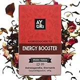 Ayurtea Energy Booster Tee | Schwarzer Tee, Ashwagandha, Sternanis, Muskatnuss | 20 Umweltfreundliche Pyramiden-Teebeutel | Hochwertige Tee | Ayurveda Kräutertee