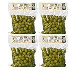 Italienische Oliven mit Knochen in 4 Beuteln à 500 g (Grüne Oliven in Salzlake 4 Beutel à 500 g) Gewinner des nationalen Monna Oliva-Preises