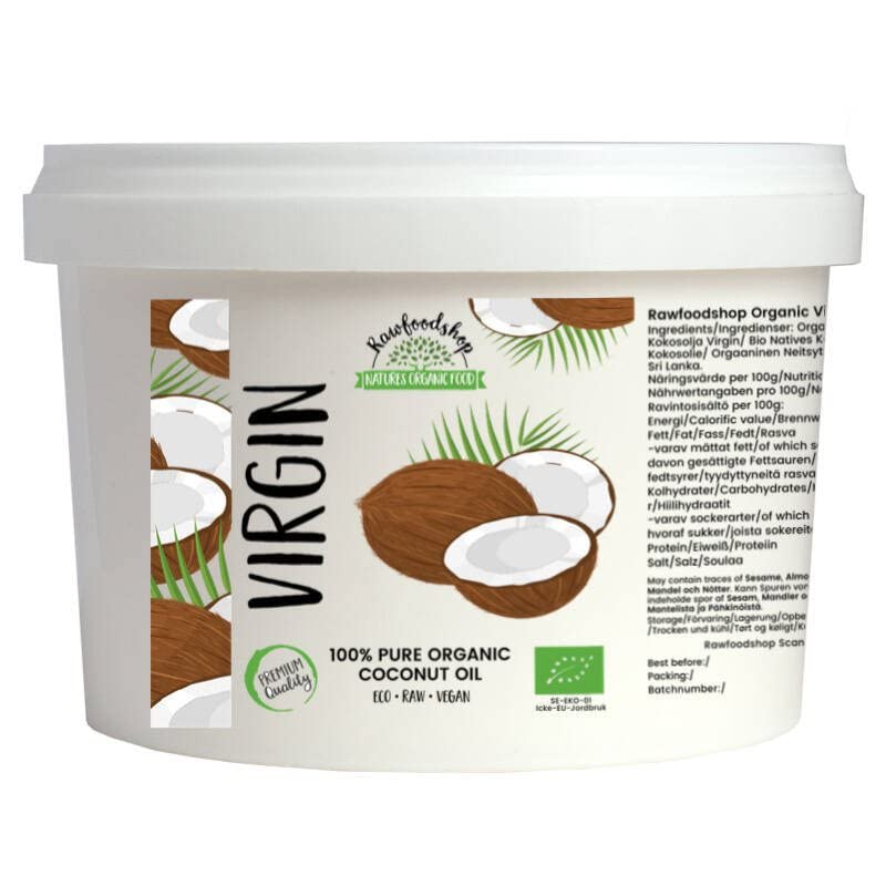 RAWFOODSHOP - Bio Kokosöl Kokosnussöl Nativ 500ml kaltgepresst & rein Kokosfett Organic Raw Virgin Coconut Oil aus Sri Lanka Kochen Backen Hautpflege