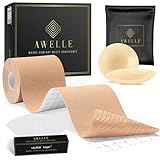 AWELLE® All-in-One Styling Set: Boob Tape - Rückenfreier BH für große Brüste. Mit super klebenden (bis zu 50 mal) Nippelpads und 20 Fashion Tapes für den ultimativen Look