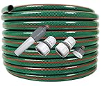 All4You Blei, Gartenschlauch 1/2'' Zoll 50m Grün Wasserschlauch Schlauch mit Armaturen : 4-tlg Adapter Set