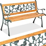 tectake® 2-Sitzer Gartenbank wetterfest, Gartenbank Holz im Landhausstil für Wintergarten Möbel, als romantische Balkonbank, Holzbank Garten, Gartenmöbel Bänke 124 x 52 x 74 cm