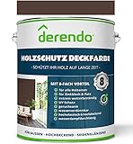 derendo Profi Holzschutzfarbe Aqua braun für Außen, 750ml wasserverdünnbare Wetterschutzfarbe seidenglänzend Holzfarbe 0,75l sehr hohe Deckkraft Holzlack wetterfest (mahagonibraun RAL 8016)