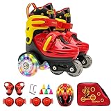 Rollschuhe für Kinder, gepunktete Rollschuhe für Anfänger, Rollschuhe für Mädchen und mit beleuchteten Rädern für Kinder von 3 bis 8 Jahren
