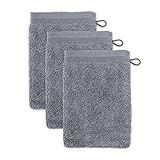 möve Superwuschel Waschhandschuh 15 x 20 cm aus 100% Baumwolle, stone 3er Set