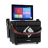 Auna PA Karaoke Maschine, Karaoke-Anlage mit 2 Mikrofonen, Pa Anlage für Kinder & Erwachsene, 12,1' cm Display, Fernbedienung, WiFi, Bluetooth, Karaoke Mikrofon Kabellos, Outdoor Party-Lautsprecher