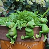 3 Stück Blumentopf Hänger Frösche Deko Figuren Gartenteich Dekoration Teichdeko, Hängende Frösche Gartendeko Draußen für Teichschale Tiere Dekoration Gartenfiguren Garten Balkon Teiche Terrasse Deko
