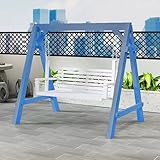 Hollywoodschaukel aus Holz mit Ständer, 2-Sitzer, Terrassenschaukel mit Rückenlehne und Armlehnen, ideal für Garten, Deck, Hinterhof, Pool, 362,9 kg Kapazität