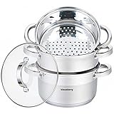 Produktbild Klausberg Mantowarka Dampfkocher 24cm Set Induktion Kochtopf Dampfgarer Glasdeck (4 Elemente)