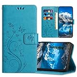 JZASES Hülle für Samsung Galaxy A10 / Galaxy M10, PU Leder Handyhülle, Klappbar Prägung Brieftasche Stoßfeste Schutzhülle Kompatibel mit Samsung A10 / M10, Blau