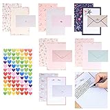 Briefpapier und Umschläge Set, A5 Briefumschlag Briefpapier Set, 36 Blatt Schreibpapier Motivpapier mit Liniert und 18 Blatt Briefumschlägen