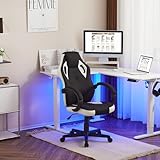 WOLTU Gaming Stuhl, Bürostuhl Stoff Atmungsaktiver, Schreibtischstuhl, Drehstuhl, Gamer Ergonomischer PC Stuhl, mit Armlehnen, höhenverstellbar, gepolstert, Mesh-Gewebe, Weiß