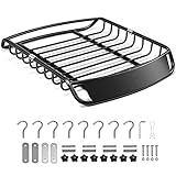 COSTWAY Universal Auto-Dachgepäckträger 120 cm, Dachkorb Auto aus Stahl, Dachträger Dach, bis 110 kg balastbar, Gepäckträger Gepäckkorb, Korb Gepäck Fracht Träger, Schwarz