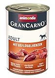 animonda Gran Carno Adult Hundefutter Nass, Nassfutter für erwachsene Hunde, mit Geflügelherzen, 6 x 400 g
