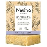 Meina Naturkosmetik - Bio Haarseife für fettiges Haar gegen Schuppen mit Salbei & Teebaum, Zertifiziert, Vegan, Nachhaltig, Handgemacht, Plastikfrei, Ohne Palmöl, Wie ein festes Shampoo - 80g