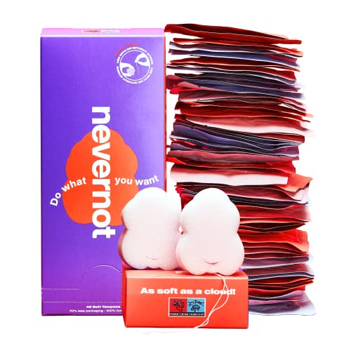 nevernot® Tampons | 48 Soft-Tampons - mit beiliegendem Rückholfaden zur optionalen Verwendung | Menstruationsschwämmchen für SEX, SPORT, SPA, SCHWIMMEN, STRAND, URLAUB, WAXING während der Periode