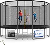 Devoko Trampolin Outdoor Ø 183/228/305/366/427 cm TÜV Rheinland GS-Zertifikat, Indoor Trampolin Kinder Gartentrampoline, Komplettset mit Schuhnetz, Leiter, Randabdeckung, Sicherheitsnetz