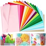 Ailvor Seidenpapier, 200 Blatt Tissue Paper Rosa, Bunt Bastelpapier zum Kreieren von Pompoms, Papierblumen, Basteln Dekorieren (20 Farben)