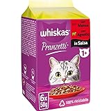 Whiskas Mittagessen Fleisch gemischt ab 1 Jahr Erwachsene, Nassfutter für Katzen, 12 Packungen à 50 g, insgesamt 72 Stück