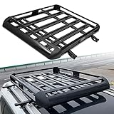 Dachkorb Auto Aluminium Universal Dachgepäckträger Autodach Gepäckträger Relingträger mit Bars Auto Dachträger, Relingträger Leichtes, Schwarz