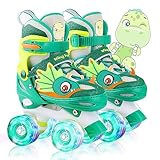 Kinder Dinosaurier Rollschuhe für Junge Mädchen Skates für Kinder Größenverstellbare Mit Leuchtenden Rädern Quad Roller Skates für Anfänger Geburtstags und Weihnachts Geschenke