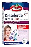 Abtei Kieselerde Biotin Plus - mit Zink für schöne Haut, Haare und Nägel - Depot-Technologie mit Langzeiteffekt - vegan - 42 Tabletten