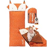 Skandika Kinderschlafsack Soti | Camping Schlafsack für Kinder bis 150 cm, buntes Design Fuchs/Einhorn/Dino/Löwe, mit Baumwolle, maschinenwaschbar | Kinderschlafsäcke, Kuschelschlafsack