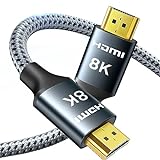 ARISKEEN 8K HDMI 2.1 Kabel 2M, Ultra HD 48Gbps High Speed Nylon Geflochtenes HDMI Kabel, Unterstützt 8K@60HZ, 4K@120Hz, Kompatibel mit TV Xbox One PS4 PS5 Switch Monitor Blu-ray Soundbar DVD