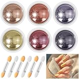 Ysimple 6-Farben Chrome Nail Powder, Chrome Pulver Nägel mit Spiegeleffekt, Metallic Chrom Pulver Laser Chrome Puder, Cromepulver Nägel für Nail Art Dekoration (D-Chrome)