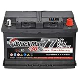 BlackMax Autobatterie 12V 77Ah 760A/EN Starterbatterie ersetzt 68Ah 70Ah 72Ah 74Ah 75Ah, kompatibel mit PKW