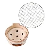 HANABASS 1Satz Holzkohle Grillset Keramikbeschichtetem Material Tragbarer Bbq Grill Für Drinnen Und Draußen Großem Grillrost Und Kohlewanne Für Camping Angeln