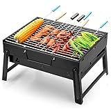 KWMAEEUID Kleiner Holzkohlegrill, tragbarer Holzkohlegrill, Koffergrill, faltbares ausziehbares Backnetz, geeignet für Camping, Picknick im Freien, Wanderreisen, Party
