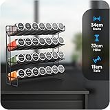 ZMILLA® Gewürzregal Stehend [28 Gewürzgläser inklusive] 120 Etiketten + Acrylstift + Edelstahltrichter | Komplettes Gewürz Organizer Set