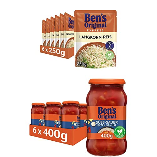 Ben's Original - Multipack - Express-Reis Original Langkorn Reis (6 x 250g) I Sauce Süß-Sauer extra Gemüse (6 x 400g), 12 Packungen (6 x 250g I 6 x 400g)