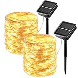 Solar Lichterkette Aussen 2x26 M 240 LED, Lichterkette Außen Solar IP65 Wasserdicht, 8 Beleuchtungsmodi, Einfache Montage, Ideal für Garten, Terrasse, Balkon, Party-Dekoration & Kinderzimmer