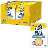 TUC Bake Rolls Meersalz 8 x 150g I Knusprige Brotchips I Knabbergebäck Chips Großpackung